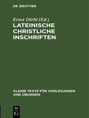 cover image of Lateinische christliche Inschriften
